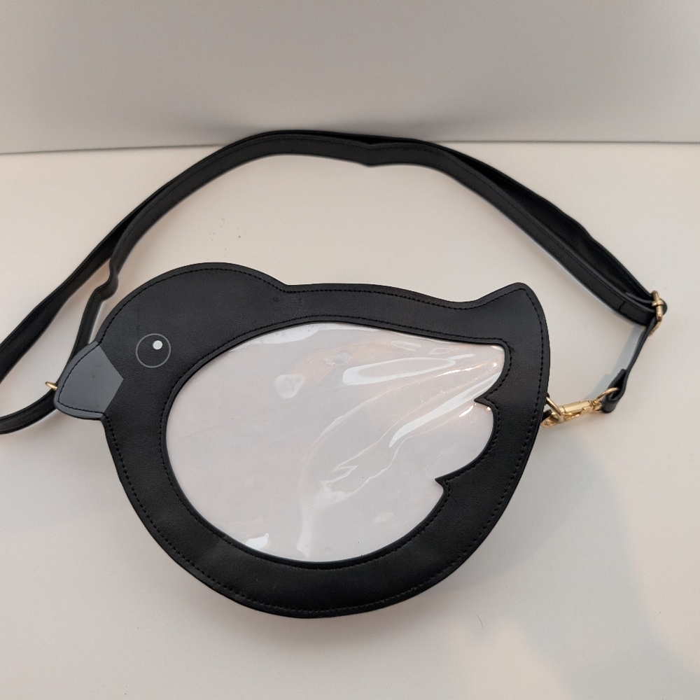 Corviforms Black Bird-Shaped Crossbody Ita Pin Collector Bag Purse